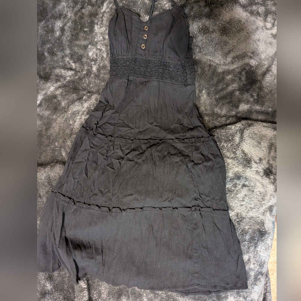 Mudd Black Ruched Trumpet Midi Dress Cocktail